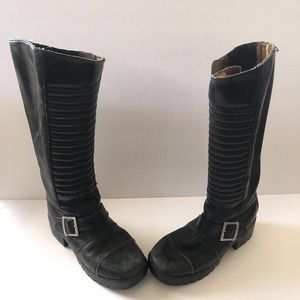 Harley Davidson Black Leather Zipper Boots #H3335 Women's Size 6 1/2 M